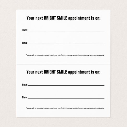 Dentist Folded Visitekaartje met Benoemingskaart  (Binnenkant ongevouwen)