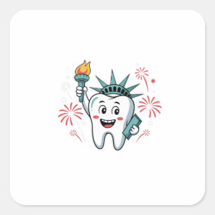 Dentist Funny American van de Dentist Squad van 4 Vierkante Sticker