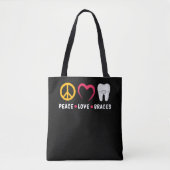 Dentist Funny Orthodontist Peace Love Braces Tote Bag (Voorkant)