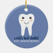 Dentist gepersonaliseerd cadeauidee keramisch ornament (Achterkant)