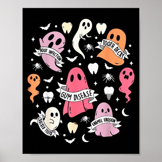 Dentist Ghost Soky Halloween Dental Hygienist Ista Poster (Voorkant)