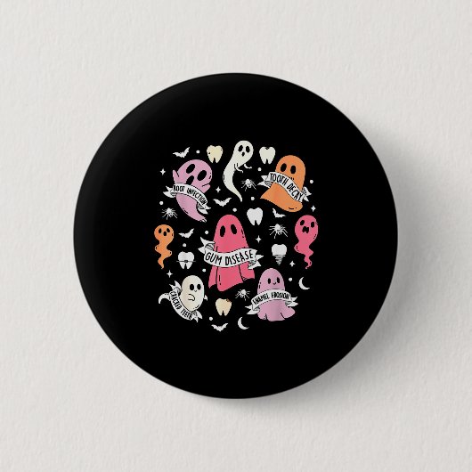 Dentist Ghost Soky Halloween Dental Hygienist Ista Ronde Button 5,7 Cm (Voorkant)