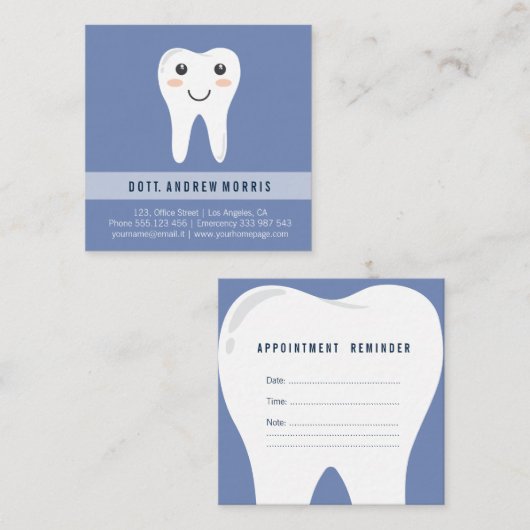 Dentist glimlach tand vierkant visitekaartje afsprakenkaartje (Voorkant / Achterkant)