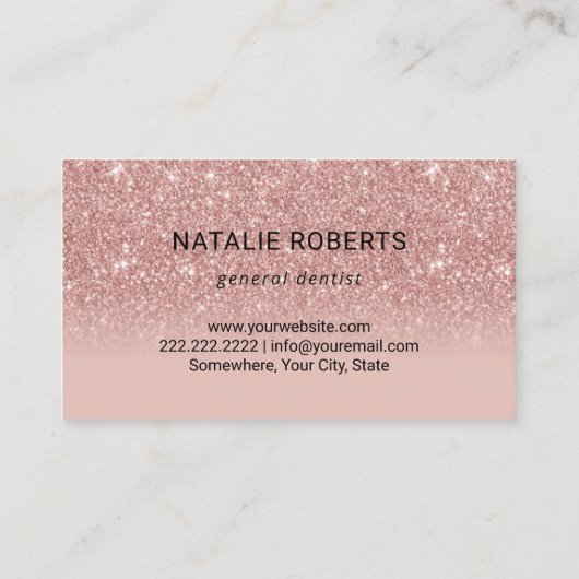 Dentist Glitter Tooth Roos Gold Ombre Dental Care Visitekaartje (Achterkant)