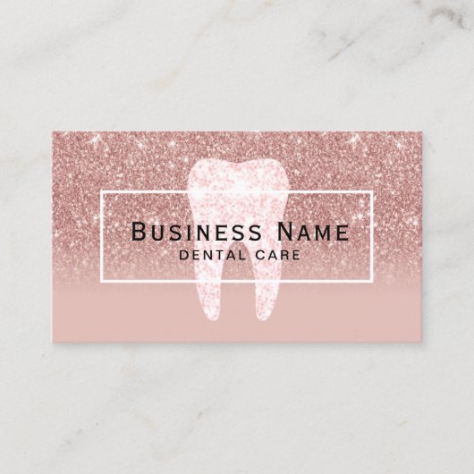 Dentist Glitter Tooth Roos Gold Ombre Dental Care Visitekaartje (Voorkant)