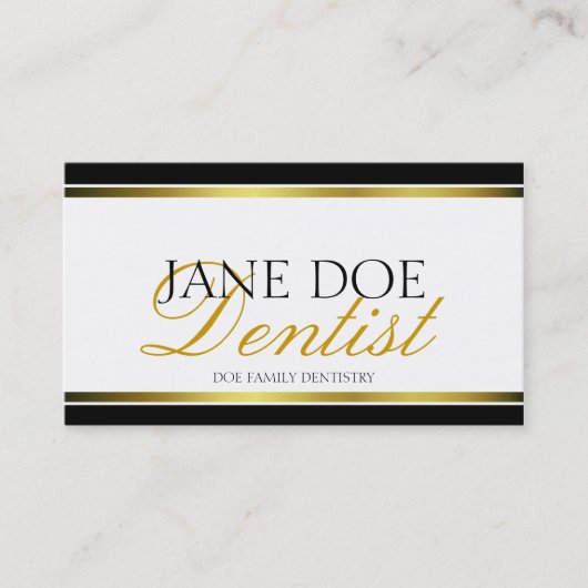 Dentist Gold Metallic-script Visitekaartje (Voorkant)