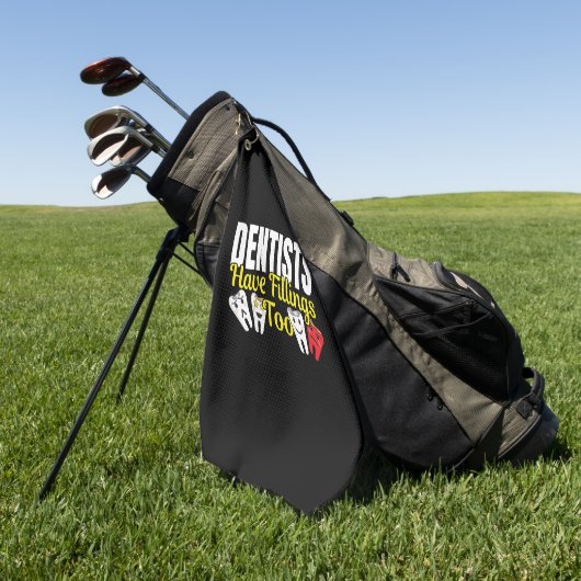 Dentist heeft ook vullingen - Dentale Feelings Pun Golfhanddoek (Groen)