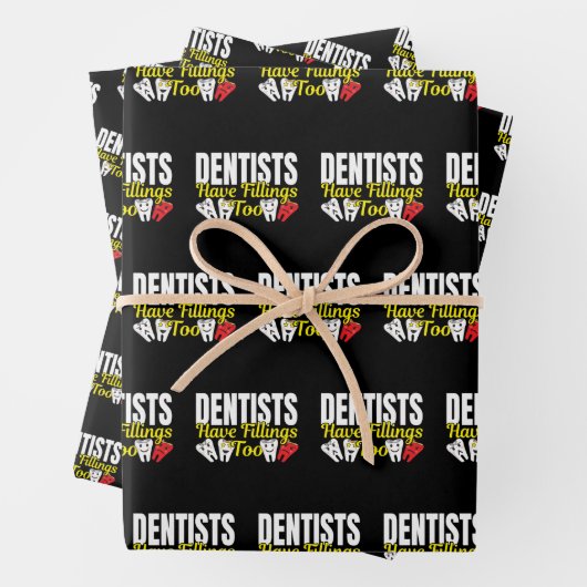 Dentist heeft ook vullingen - Dentale Feelings Pun Inpakpapier Vel (In situ)