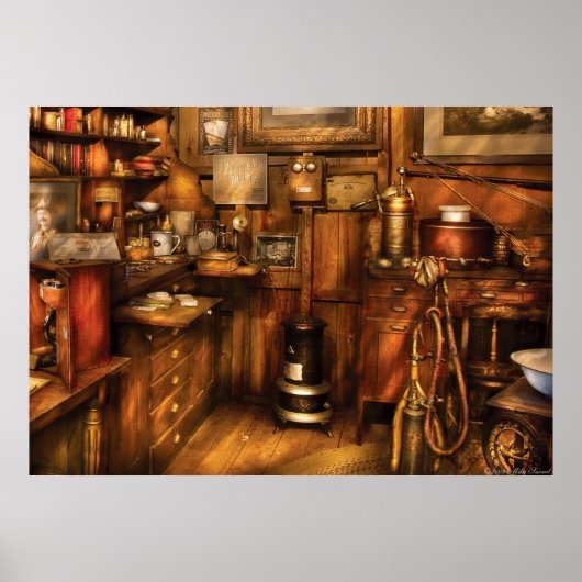 Dentist - het bureau van de tandarts + poster (Voorkant)