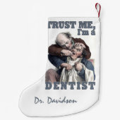 DENTIST humor, aangepaste naam kerstvoorraad Kleine Kerstsok (Achterkant)