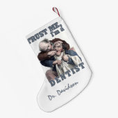 DENTIST humor, aangepaste naam kerstvoorraad Kleine Kerstsok (Achterkant (Hangend))