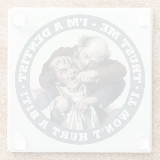 DENTIST humor onderzetter Glazen Onderzetter (Achterkant)