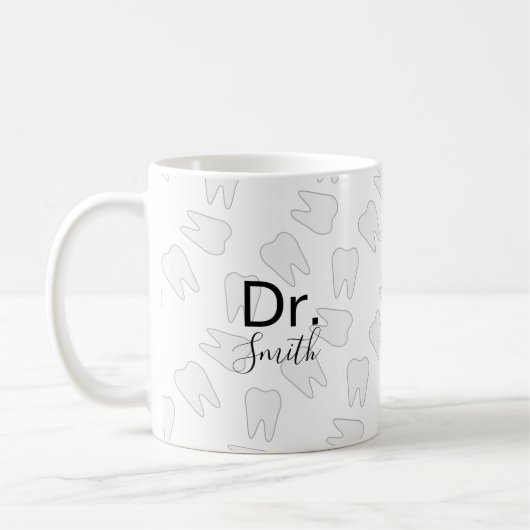 Dentist Hygienist Dental Assistant Tooth Pattern Koffiemok (Links)