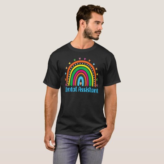 Dentist Hygienist Leopard Boho Rainbow Dental Assi T-shirt (Voorkant volledig)