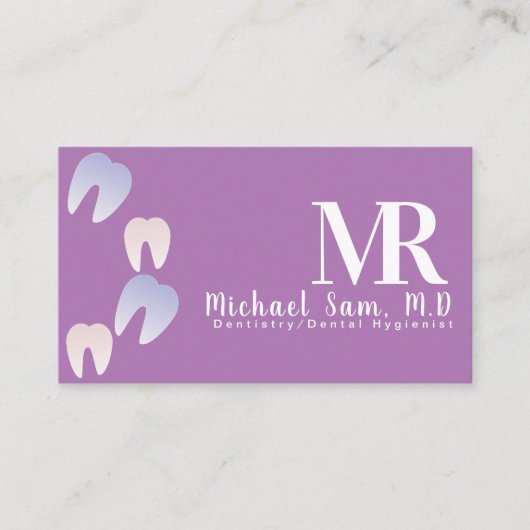 Dentist Hygienist MD Ombre Tooth Logo Business Visitekaartje (Voorkant)