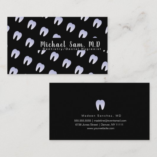 Dentist Hygienist Ombre Tooth Logo Patroon Visitekaartje (Voorkant / Achterkant)