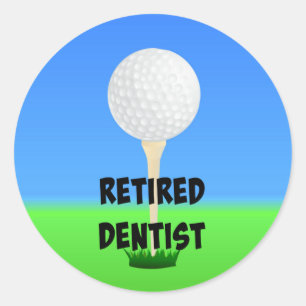 Dentist in ruste - Golfbal op T-shirt Ronde Sticker