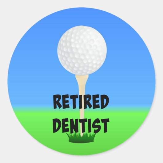 Dentist in ruste - Golfbal op T-shirt Ronde Sticker (Voorkant)