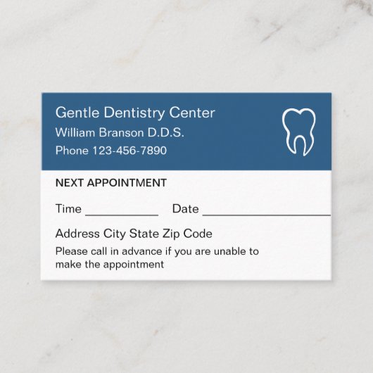 Dentist Kantoor Appointment Visitekaartjes (Voorkant)