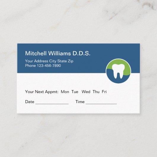Dentist Kantoor Appointment Visitekaartjes Afsprakenkaartje (Voorkant)