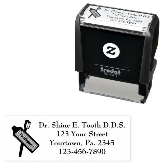 Dentist Kantoor Custom Self-Inking Rubber Stamp Zelfinktende Stempel (In situ)