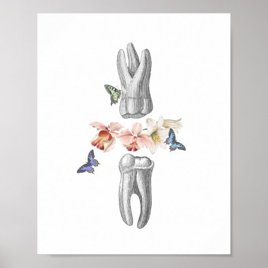 Dentist Kantoor Decor Tooth Anatomal Collage Poster (Voorkant)