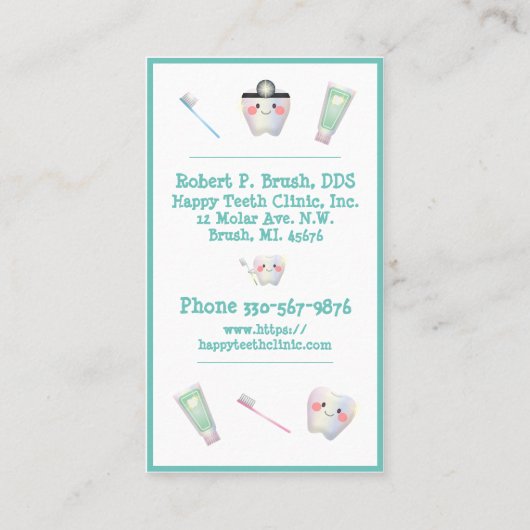 Dentist Kantoor Dental Typografie Name Teeth Kinde Visitekaartje (Achterkant)