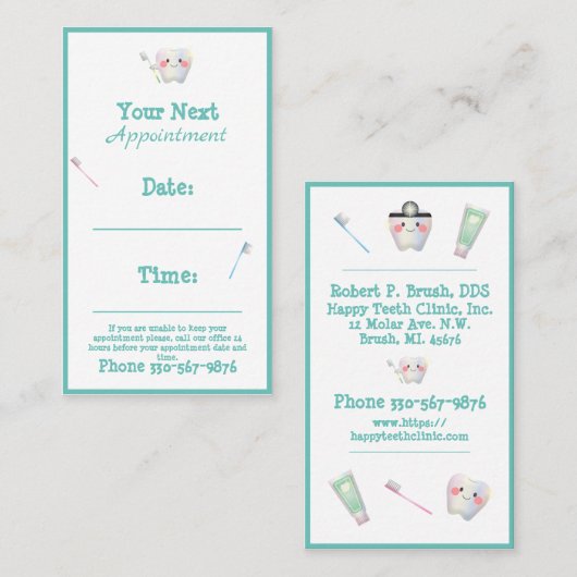 Dentist Kantoor Dental Typografie Name Teeth Kinde Visitekaartje (Voorkant / Achterkant)