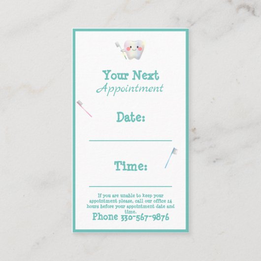 Dentist Kantoor Dental Typografie Name Teeth Kinde Visitekaartje (Voorkant)