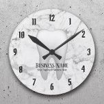 Dentist Kantoor Dental White Tooth Moderne Marble Ronde Klok<br><div class="desc">Dentist Kantoor Dental Care Moderne witte marmerklokken.</div>