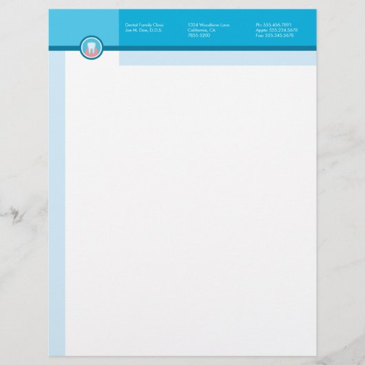 Dentist Kantoor Designed Letterhead Gepersonaliseerd Briefhoofd (Voorkant)
