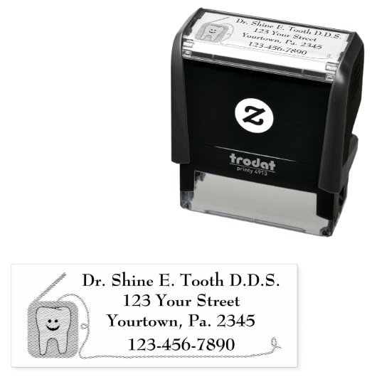 Dentist Kantoor Floss Self-Inking Rubber Stamp Zelfinktende Stempel (In situ)