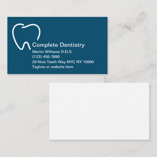 Dentist Kantoor Modern Tooth Symbol Visitekaartje (Voorkant / Achterkant)