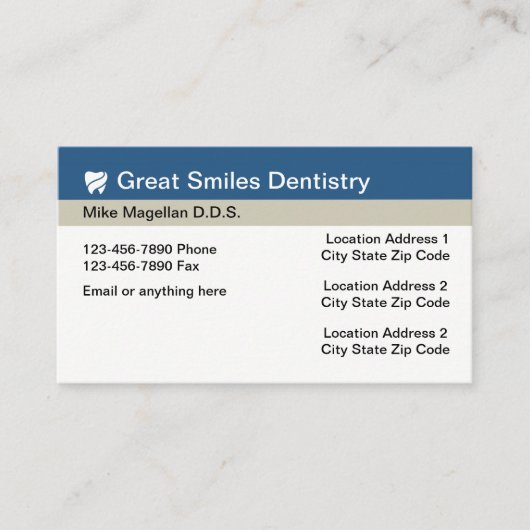 Dentist Kantoor Multi Location Appointment Afsprakenkaartje (Voorkant)