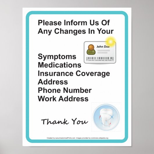 Dentist Kantoor Patiënteninformatiesymbool Poster (Voorkant)