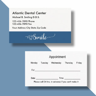 Dentist Kantoor Professional-visitekaartjes Afsprakenkaartje