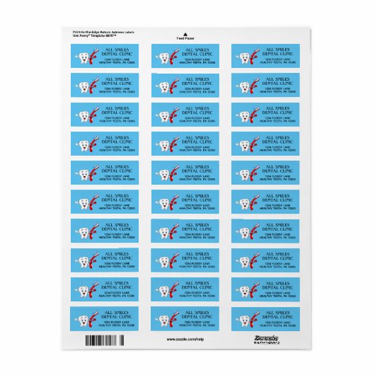 Dentist Kantoor Return Address Labels (Full Sheet)