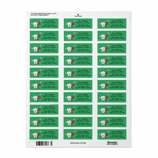 Dentist Kantoor Return Address Labels (Full Sheet)