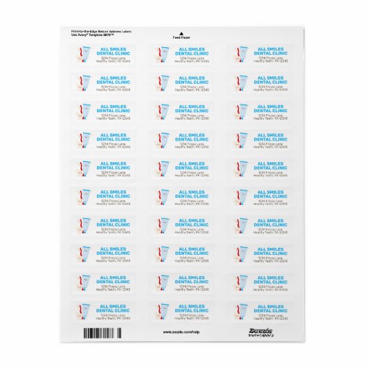 Dentist Kantoor Return Address Labels (Full Sheet)