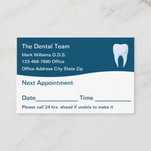 Dentist Kantoor Two Side Appointes Visitekaartjes (Voorkant)