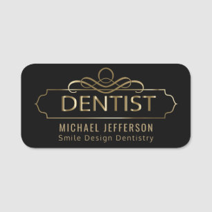 Dentist Kantoor - Zwart en Gold  Naamplaatje