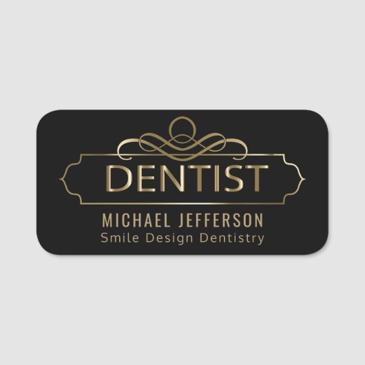 Dentist Kantoor - Zwart en Gold  Naamplaatje (Voorkant)
