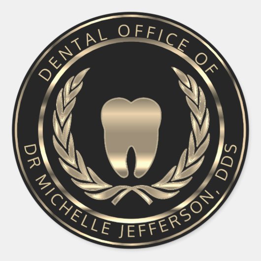 Dentist Kantoor - zwart en goud Ronde Sticker (Voorkant)