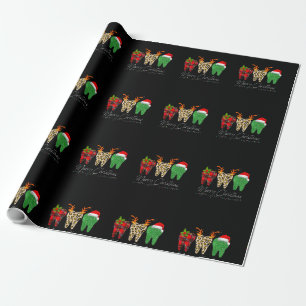Dentist Kerstmis Funny Leopard Pset Tooth Dental Cadeaupapier