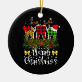 Dentist Kerstmis Funny Leopard Pset Tooths Denta Keramisch Ornament (Voorkant)