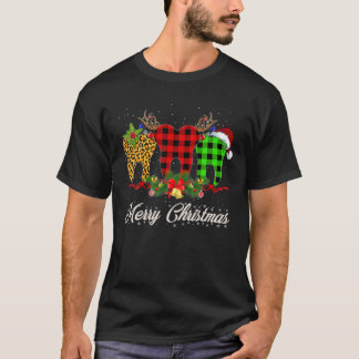 Dentist Kerstmis Funny Leopard Pset Tooths Denta T-shirt