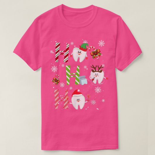 Dentist Kerstmis Ho Ho Teeth Dental Squad Merr T-shirt (Design voorkant)