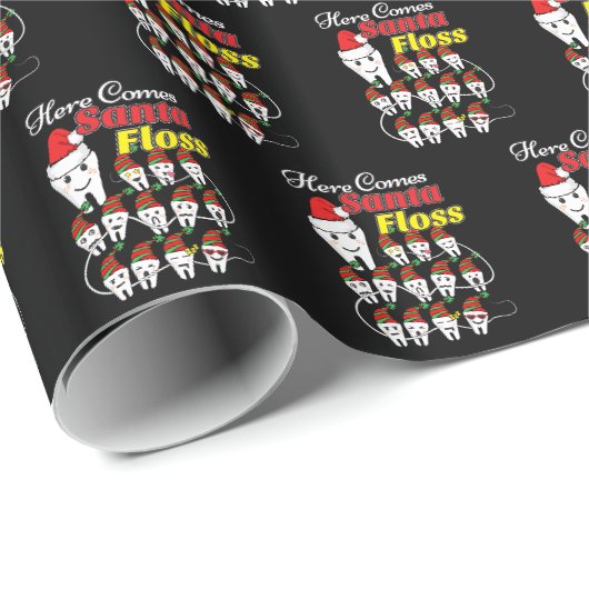 Dentist Kerstmis - Santa Floss Xmas Pun Cadeaupapier (Rol Hoek)