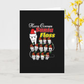 Dentist Kerstmis - Santa Floss Xmas Pun Kaart (Gele Bloem)