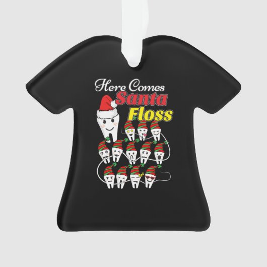 Dentist Kerstmis - Santa Floss Xmas Pun Ornament (voorkant)